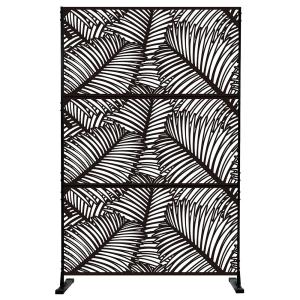 Panneau brise-vue/paravent en acier peint noir avec motif p…