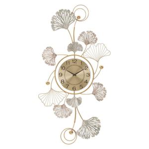 Panneau décoratif 3D avec horloge en métal doré 52,5x3,5x10…