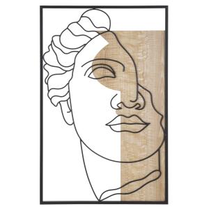 Panneau décoratif 3D en bois noir visage 50x2x80 cm