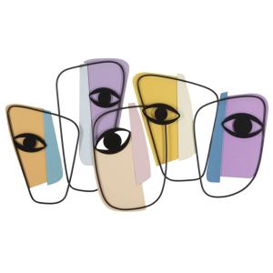 Panneau décoratif 3D en métal multicolore visages 120x2x72…