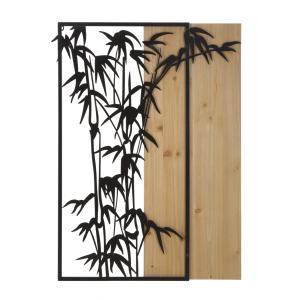 Panneau décoratif 3D en métal noir bois brun bambou 58x2x80…