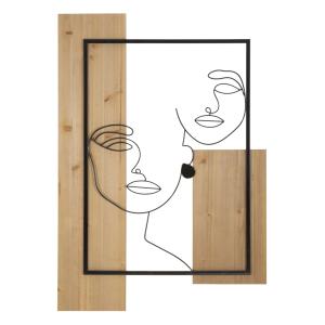 Panneau décoratif 3D en métal noir bois brun visages 63x2x9…
