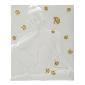 Panneau décoratif 3D en résine blanc Buddha 46x5,7x55,5 cm