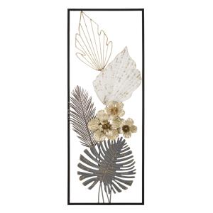 Panneau décoratif 3D feuilles en métal multicolore 28,6x5,1…