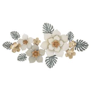 Panneau décoratif 3D fleurs en métal multicolore 134,6x7,6x…
