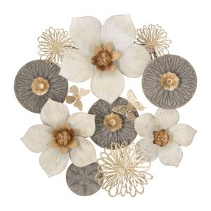 Panneau décoratif 3D fleurs en métal multicolore 72,4x7x74…