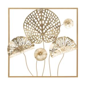 Panneau décoratif 3D fleurs et feuilles en métal doré 50x5x…