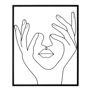 Panneau décoratif 3D mains et visage en métal noir 50,5x1,3…