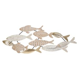 Panneau décoratif 3D poissons en métal multicolore 118x5,7x…