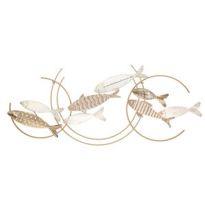 Panneau décoratif 3D poissons en métal multicolore 142,9x5x…