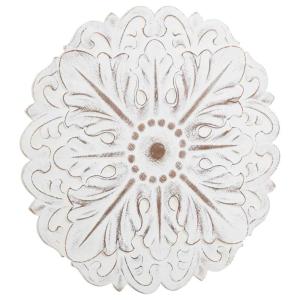 Panneau décoratif en bois sculpté blanc 60x3x60h