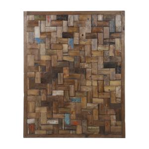 Panneau morceaux en bois multicolorés 80x100 cm