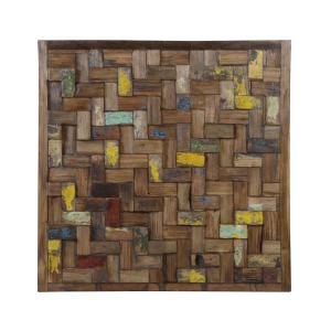 Panneau morceaux en bois multicolorés 80x80 cm