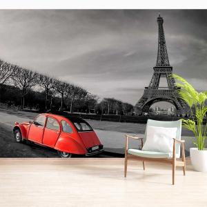 Papier peint 2 cv devant la tour Eiffel 364x270 cm