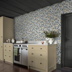 Papier peint bleu fleurs de grenadier 1005x52cm