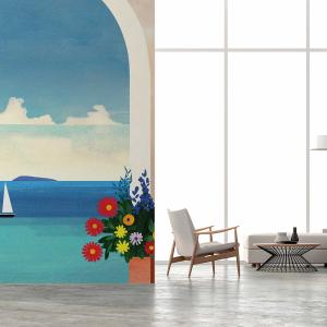 Papier peint bleu marin 156x270 cm