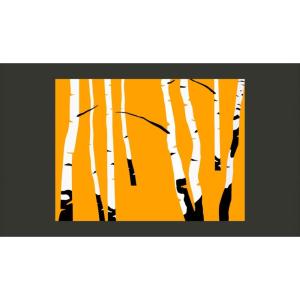 Papier peint bouleaux sur fond orange 300 x 230 cm