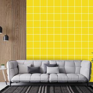 Papier peint carreaux jaune canari 52x1000 cm