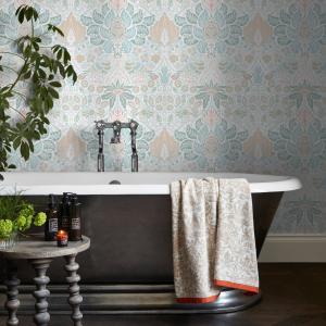 Papier peint colombes et rosier beige vert 1005x52cm