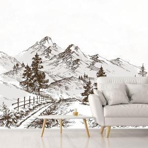 Papier peint dessin d'alpage 312x270 cm