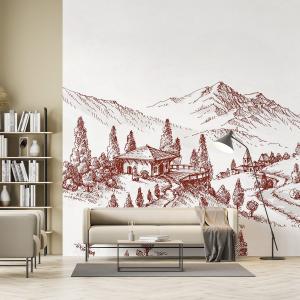 Papier peint dessin de montagnes 312x270 cm