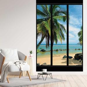 Papier peint, fenêtre sur plage de rêve 156x270cm
