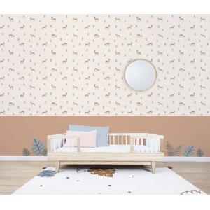 Papier peint gazelles en Papier Rose 50cm x 10m