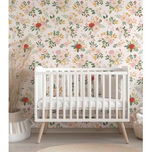 Papier peint intissé fleurs printanières en papier rose 50…