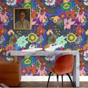 Papier Peint Motif Floral en Papier Véritable,200x280cm,8 f…