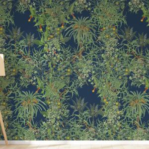 Papier peint motifs tropical palmier bleu  255x260cm