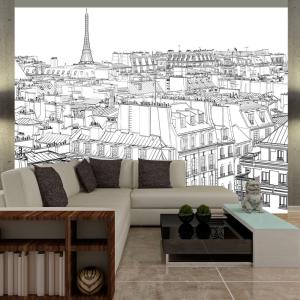 Papier peint panoramique architecture croquis parisien 200x…