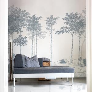 Papier peint panoramique balade dans les bois bleu 525x250cm