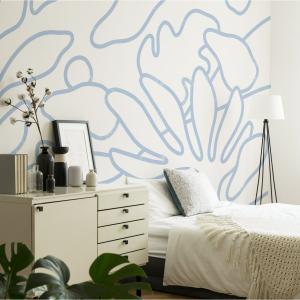 Papier peint panoramique beige et bleu 375x250cm