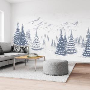 Papier peint panoramique - Bleu - intissé - 9 lés : 432x270…