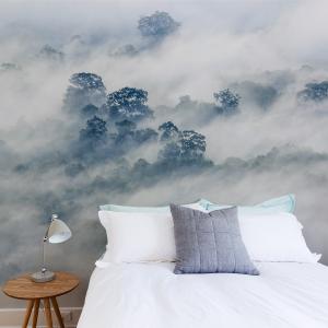 Papier peint panoramique brumes matinales - 255x250 - Bleu