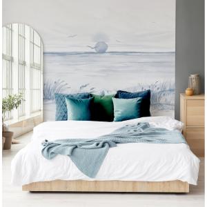 Papier peint panoramique coucher de soleil bleu 375x250cm