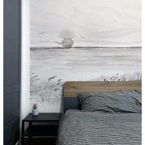 Papier peint panoramique coucher de soleil gris 375x250cm