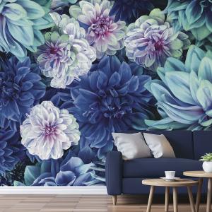 Papier peint panoramique Dahlia Bleu Xl