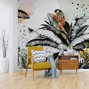 Papier peint panoramique dans la jungle vert 375x250cm