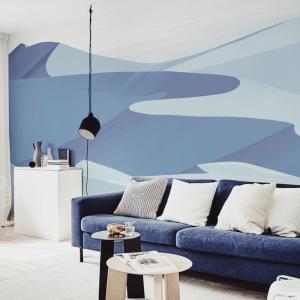 Papier peint panoramique dunes 340 x 250 cm bleu