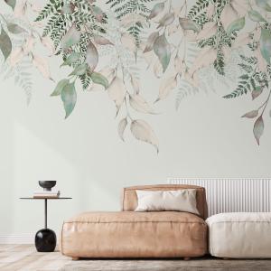 Papier peint panoramique esprit nature vert clair 375x250cm