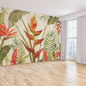 Papier peint panoramique feuilles fleurs du paradis 364x270…