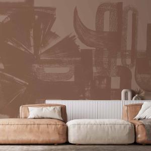 Papier peint panoramique graphique brun 375x250cm