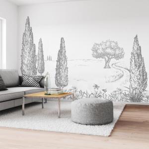 Papier peint panoramique - Gris - intissé - 7 lés : 336x270…