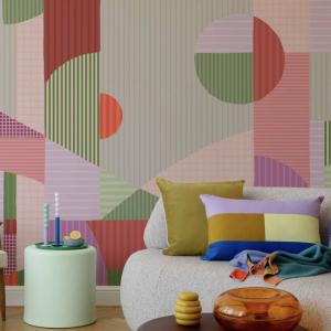 Papier peint panoramique harmonies linéaires mauve 450x250c…