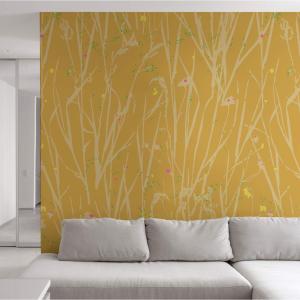 Papier peint panoramique herbes folles jaune 525x250cm