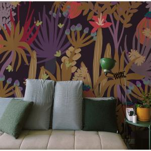 Papier peint panoramique jungle cactus prune 150x250cm