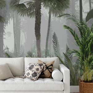 Papier peint panoramique jungle noyée dans la brume 255x260…