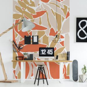 Papier peint panoramique minimal jungle orange 150x250cm