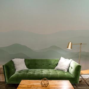 Papier peint panoramique misty mountains vert 255x250cm